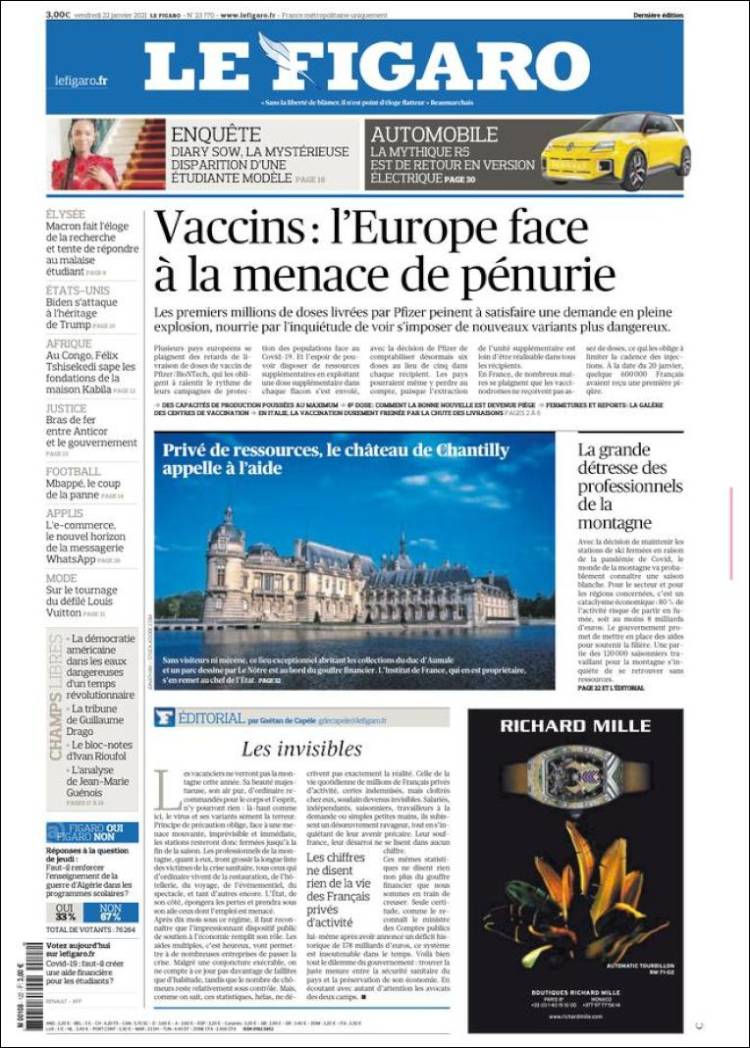 Portada de Le Figaro (Francia)