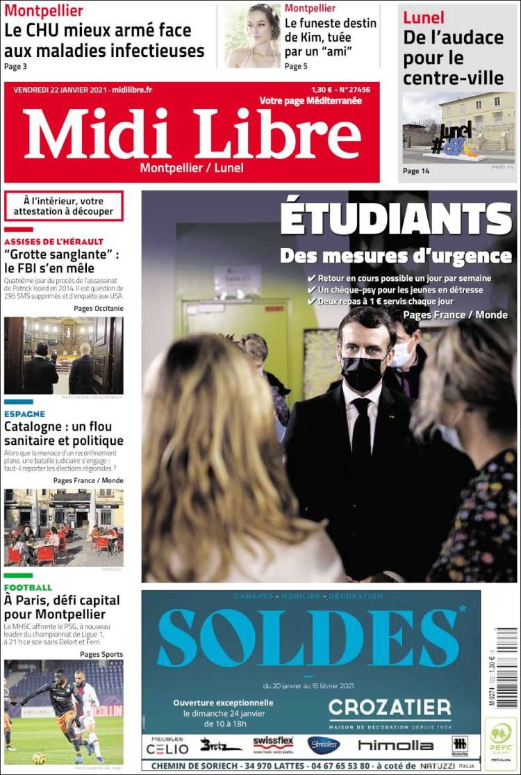 Portada de Midi Libre (Francia)