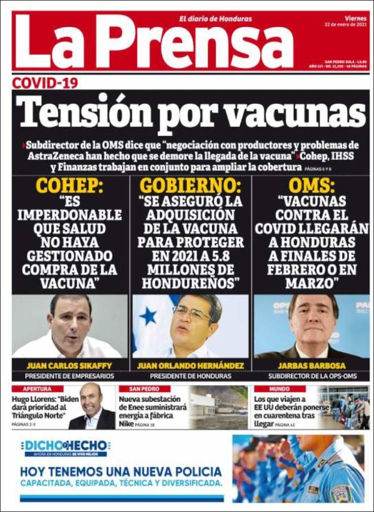 Portada de La Prensa (Honduras)