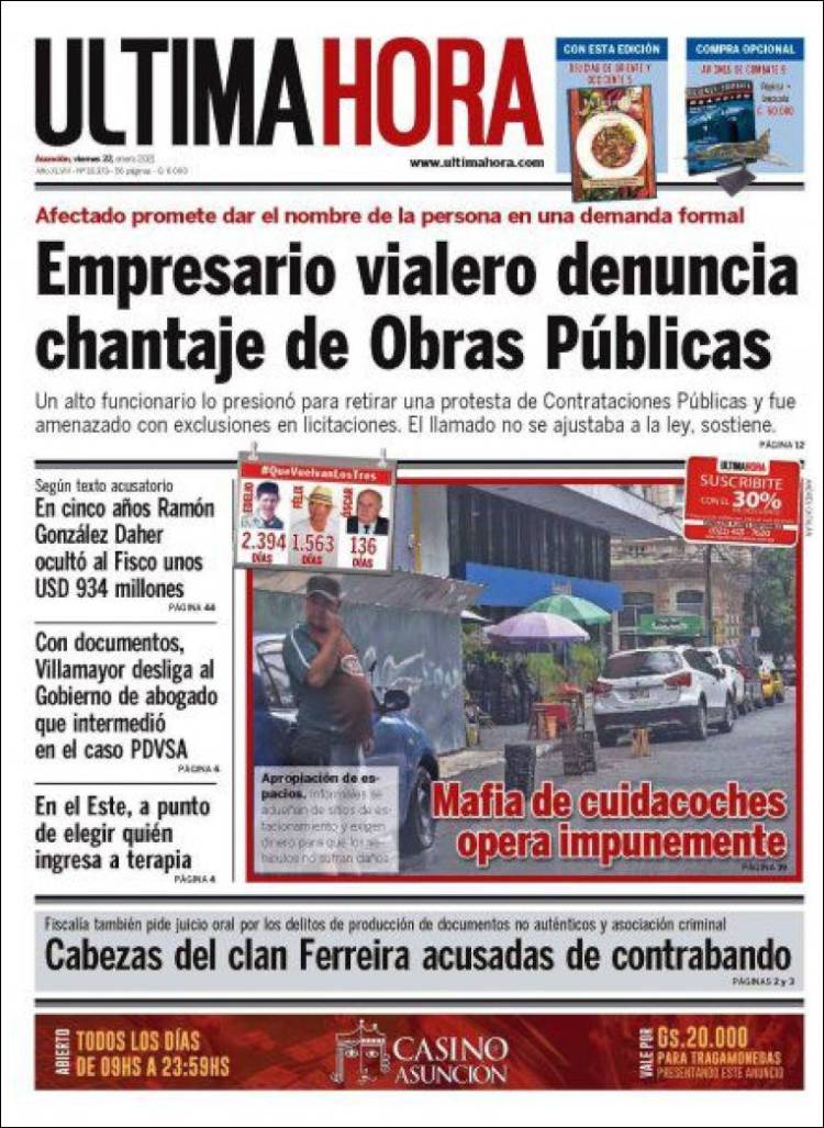 Portada de Última Hora (Paraguay)