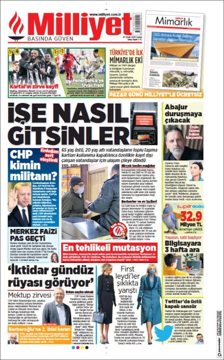 Portada de Milliyet (Turqu&iacute;a)