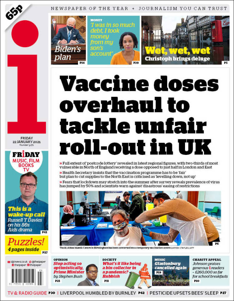 Portada de The i (Reino Unido)