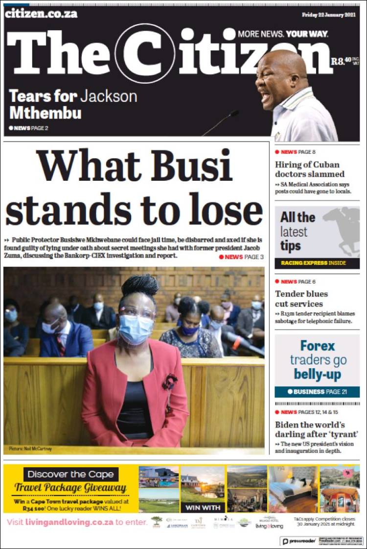 Portada de The Citizen (Sud&aacute;frica)