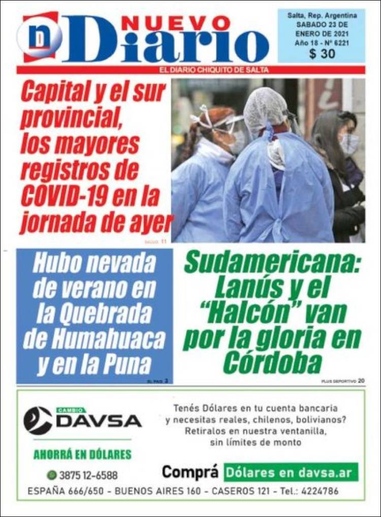 Portada de Nuevo Diario de Salta (Argentina)