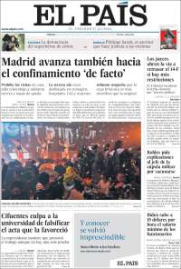 Portada de El País (Espagne)