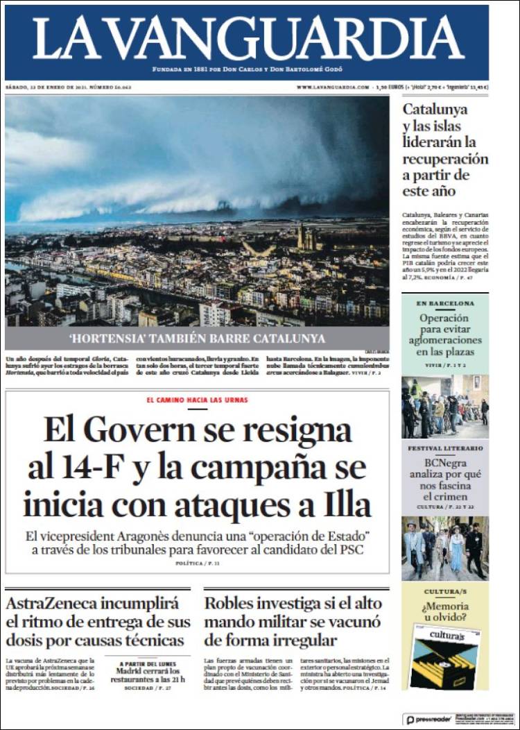 Portada de La Vanguardia (España)