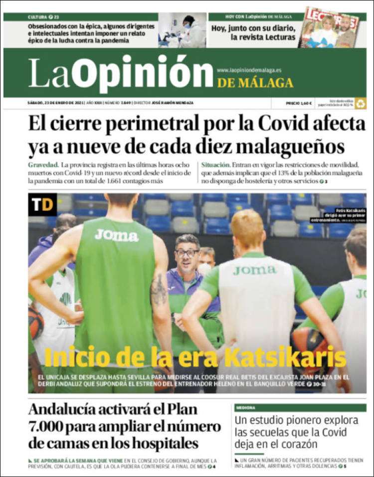 Portada de La Opinión de Málaga (España)