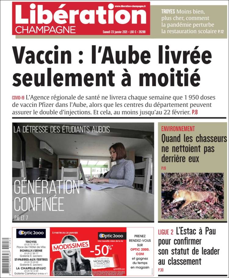 Portada de Libération Champagne (Francia)