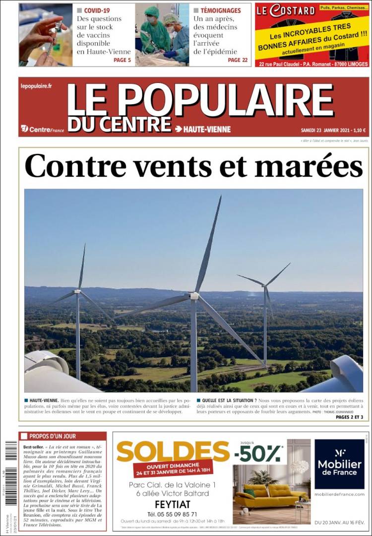 Portada de Le Populaire du Centre (Francia)