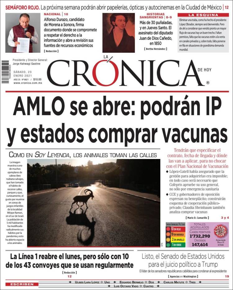 Periódico La Crónica de Hoy (México). Periódicos de México. Edición de