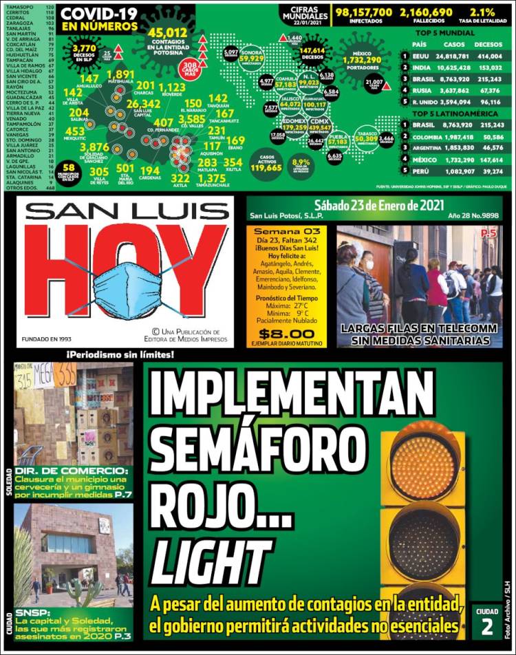 Portada de San Luis Hoy (México)