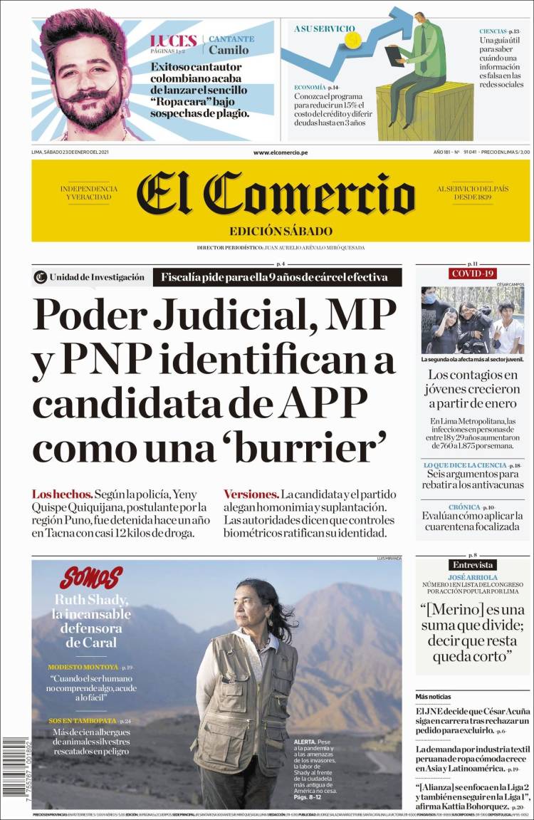 Portada de El Comercio (Pérou)