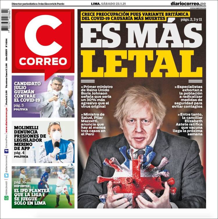 Portada de Diario Correo (Pérou)