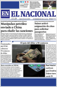 Portada de El Nacional (Venezuela)