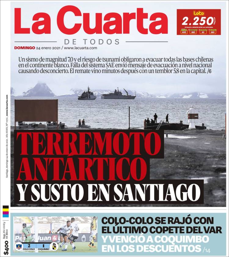 Portada de La Cuarta (Chile)