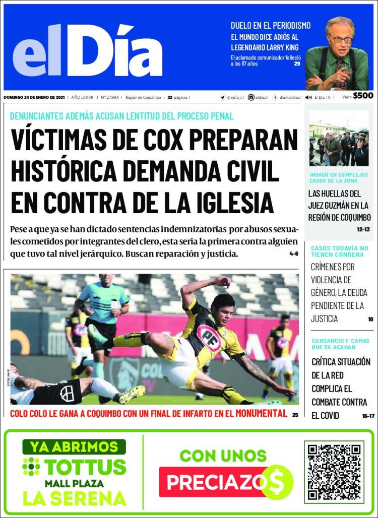 Portada de El Día (Chile)