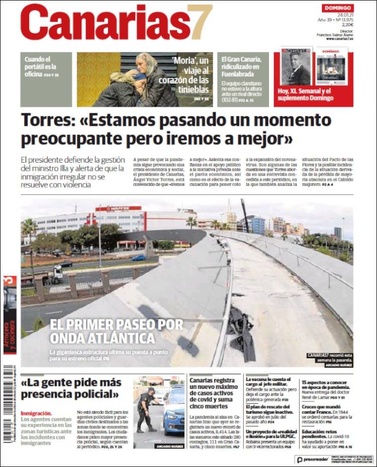 Portada de Canarias 7 (España)