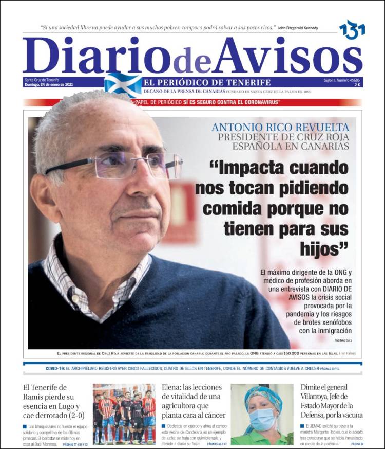 Portada de Diarios de Avisos (España)