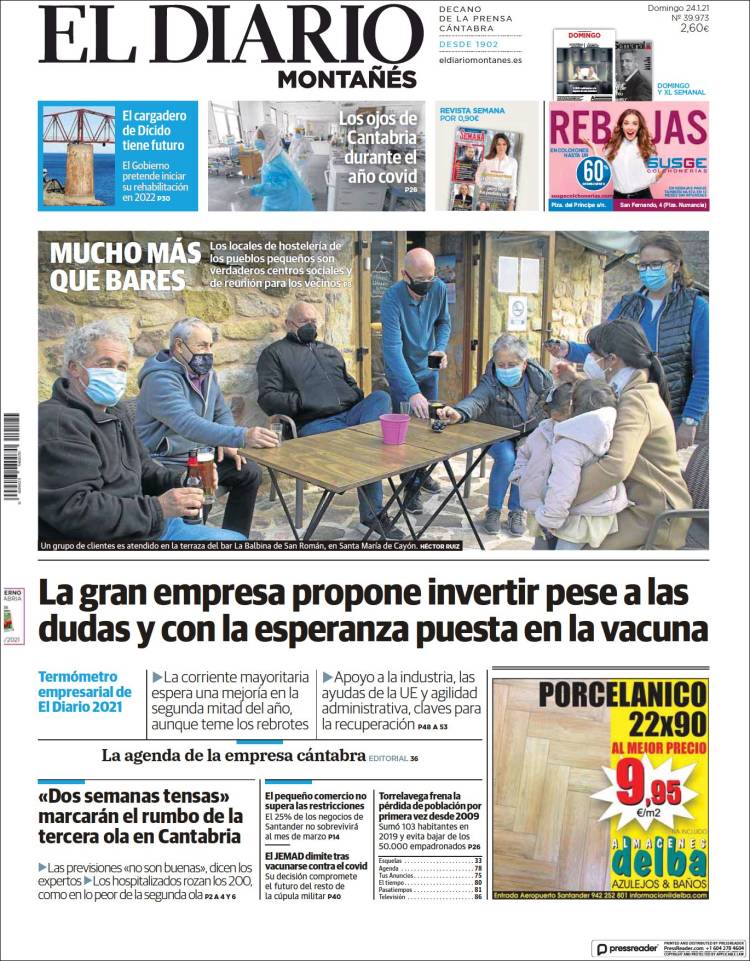 Portada de El Diario Montañés (España)