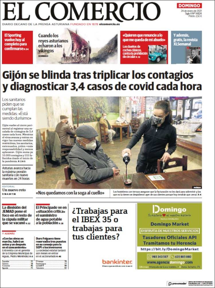 Portada de El Comercio - Gijón (España)