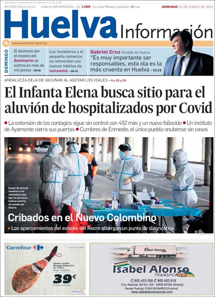 Portada de Huelva Información (España)