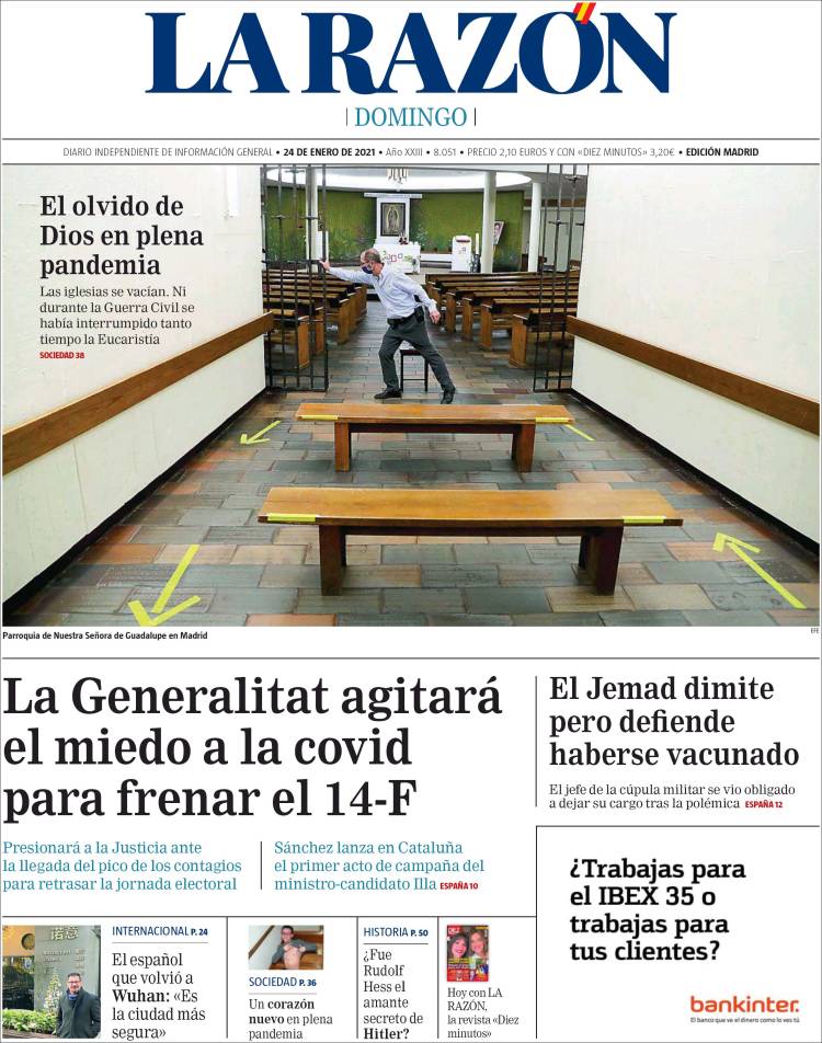 Portada de La Razón (España)