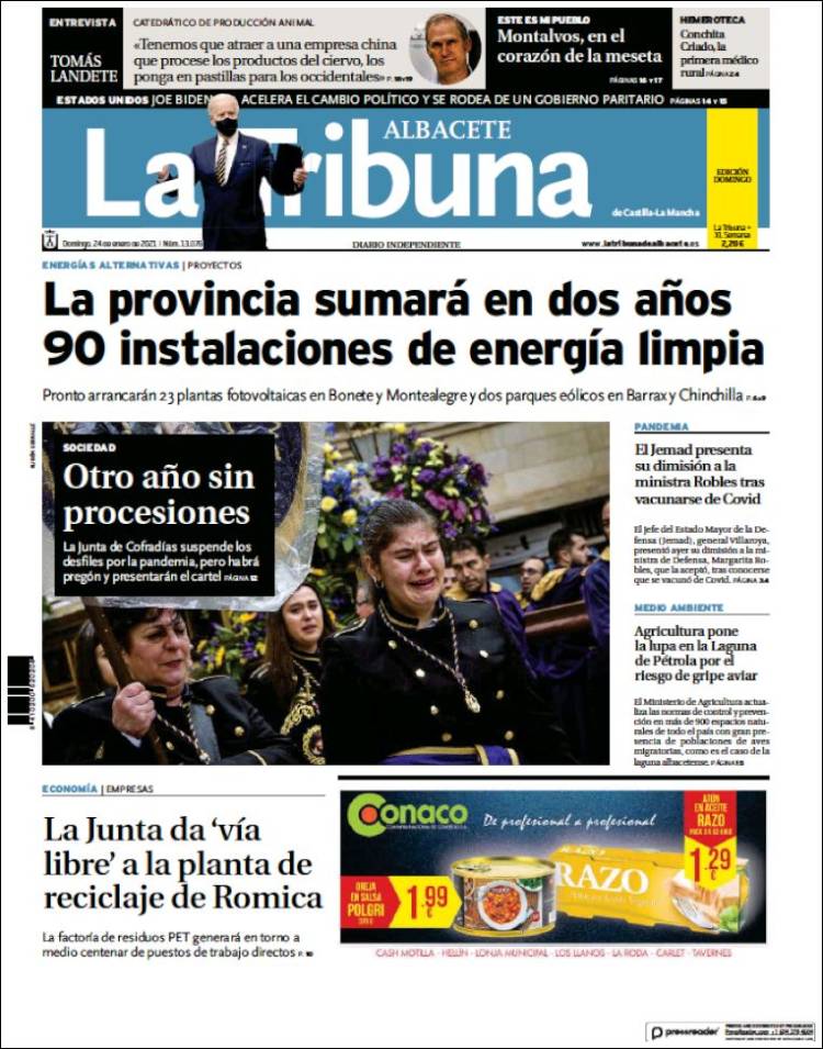 Portada de La Tribuna de Albacete (España)