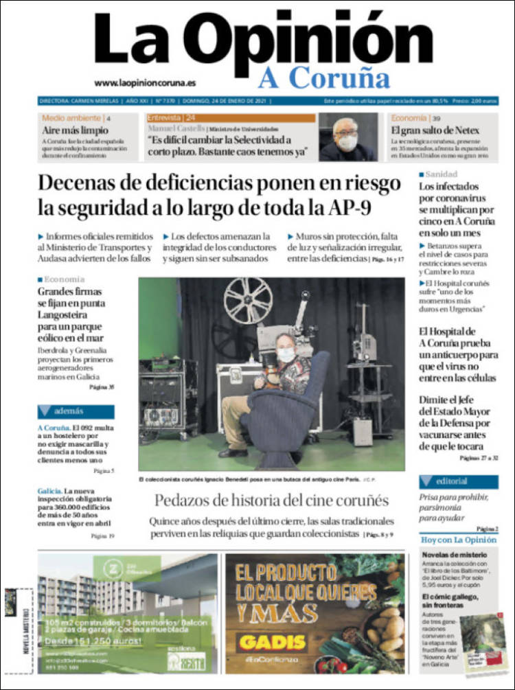 Portada de La Opinión de A Coruña (España)