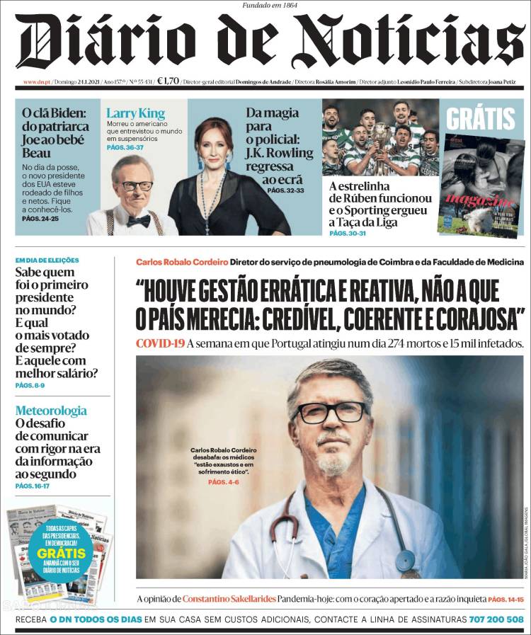 Portada de Diário de Noticias (Portugal)