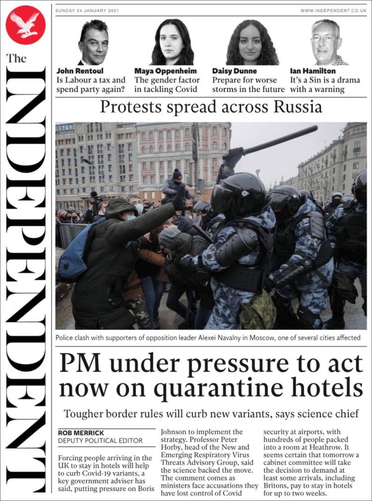 Portada de The Independent (Reino Unido)