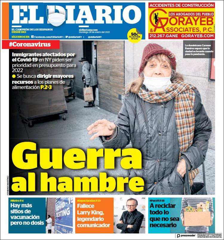 Portada de El Diario NY (USA)