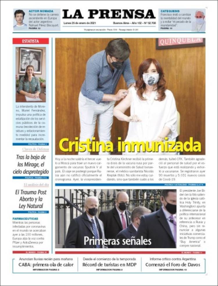 Portada de La Prensa (Argentina)