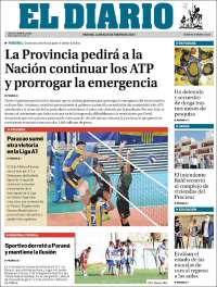 Portada de El Diario de Paraná (Argentina)