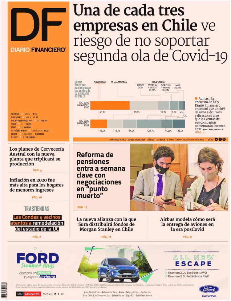 Portada de Diario Financiero (Chili)