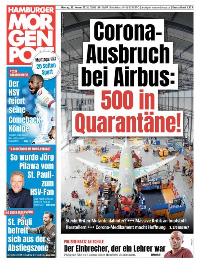 Portada de Hamburger Morgenpost  (Alemania)