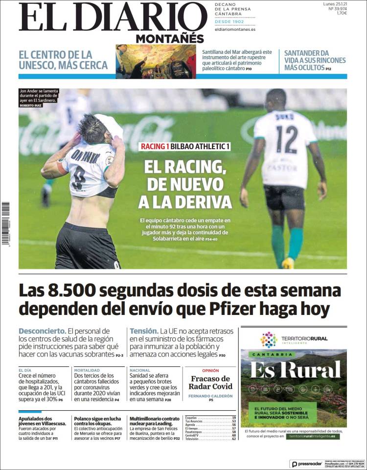 Portada de El Diario Montañés (Espa&ntilde;a)