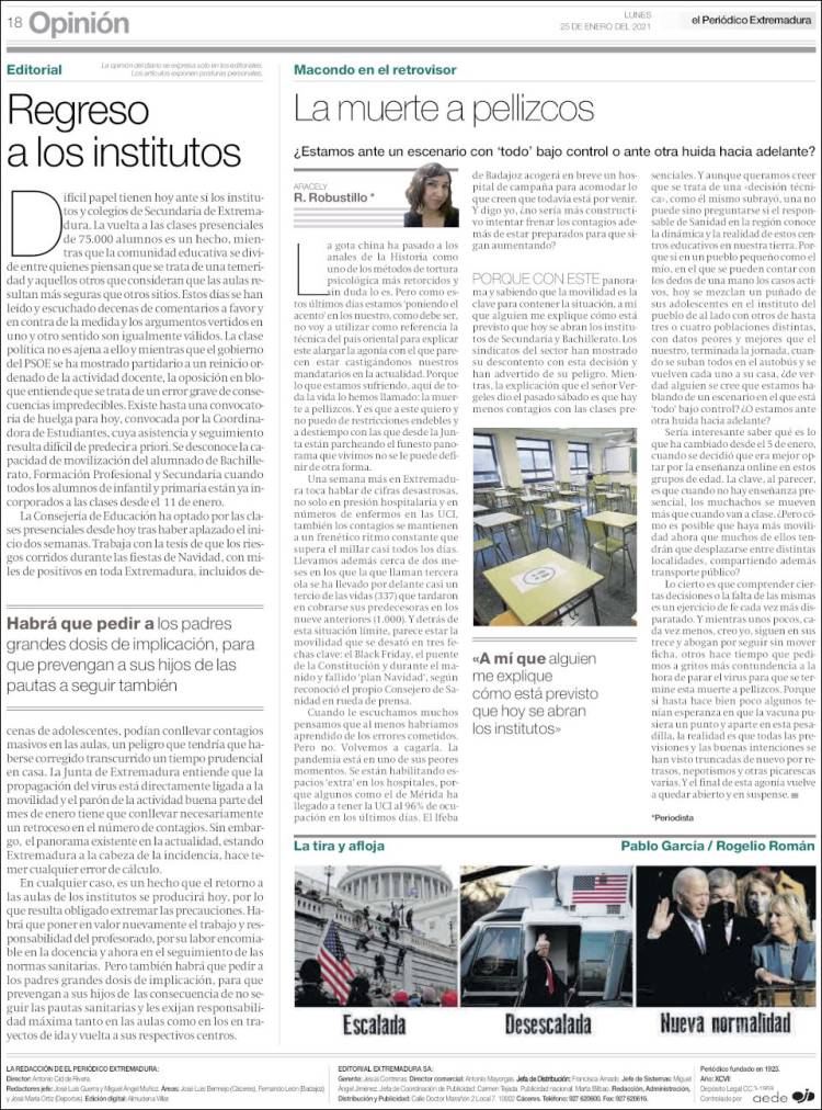 Portada de El Periódico de Extremadura (Espa&ntilde;a)