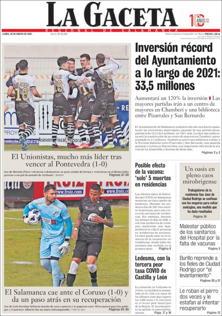 Portada de La Gaceta de Salamanca (Espa&ntilde;a)