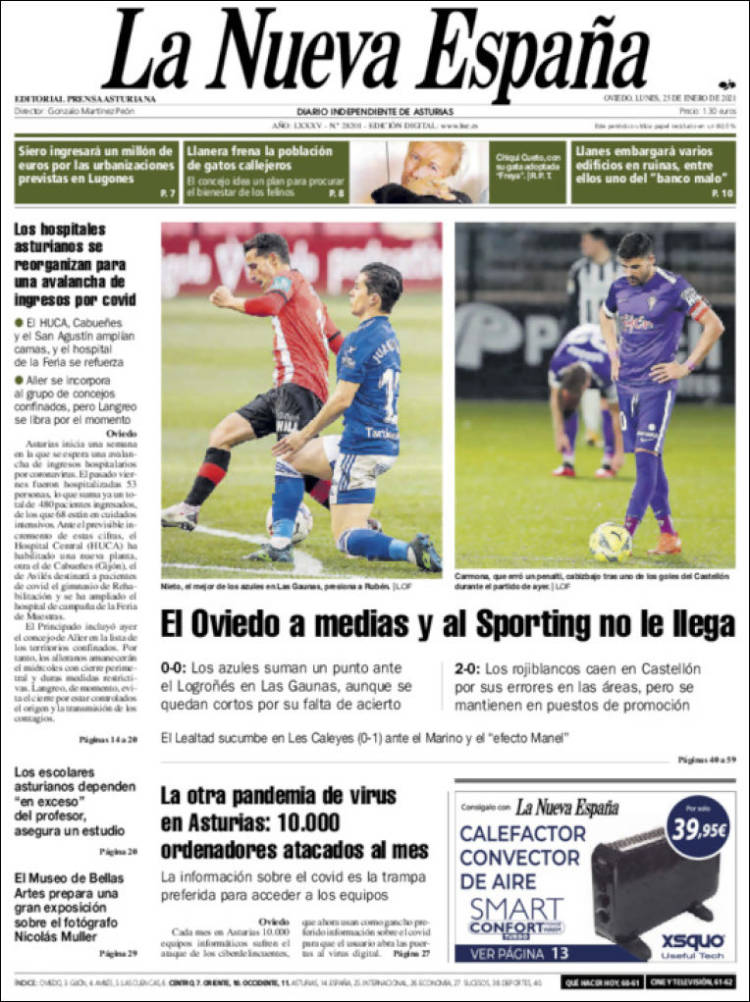 Portada de La Nueva España (Espa&ntilde;a)