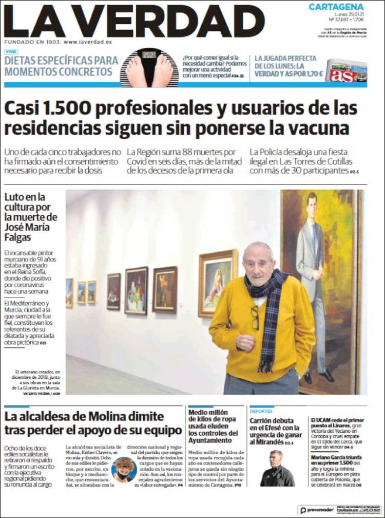 Portada de La Verdad de Cartagena (Espa&ntilde;a)