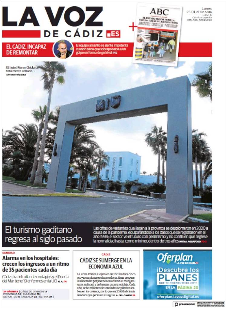 Portada de La Voz de Cádiz (Espa&ntilde;a)