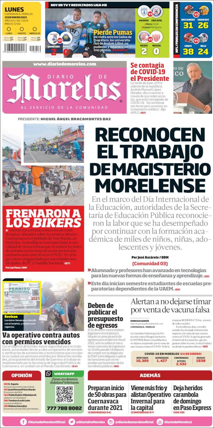 Portada de Diario de Morelos (Mexique)