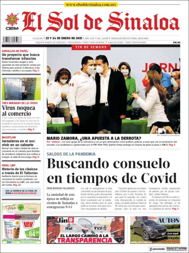 Portada de El Sol de Sinaloa (México)