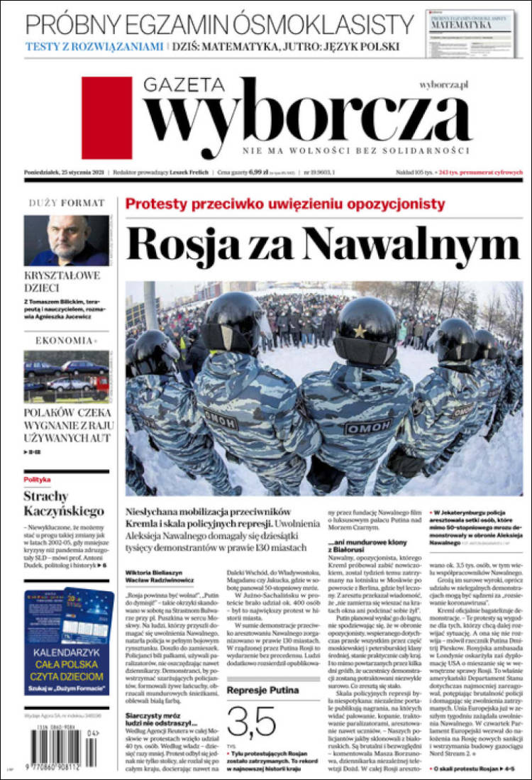 Portada de Gazeta Wyborcza (Polonia)