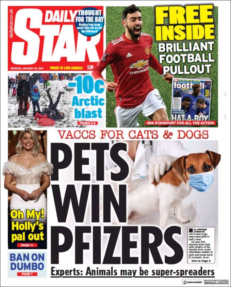 Portada de Daily Star (Reino Unido)