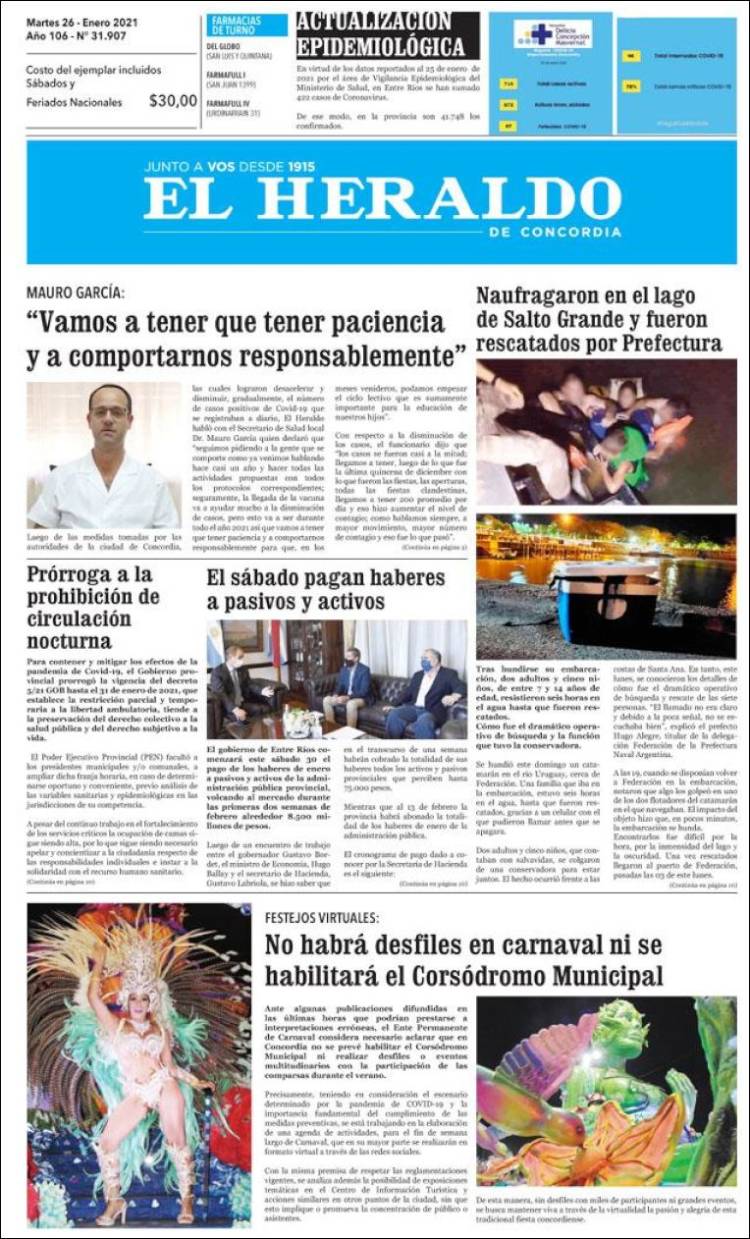 Portada de El Heraldo de Concordia (Argentina)