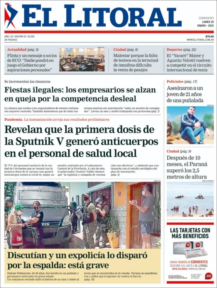 Portada de El Litoral Corrientes (Argentina)