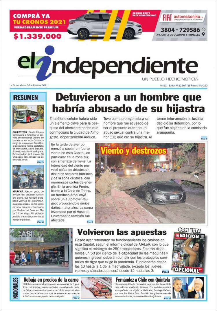 Portada de El Independiente (Argentina)