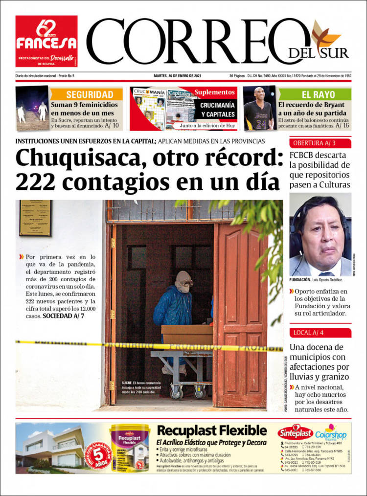 Portada de Correo Sur (Bolivia)