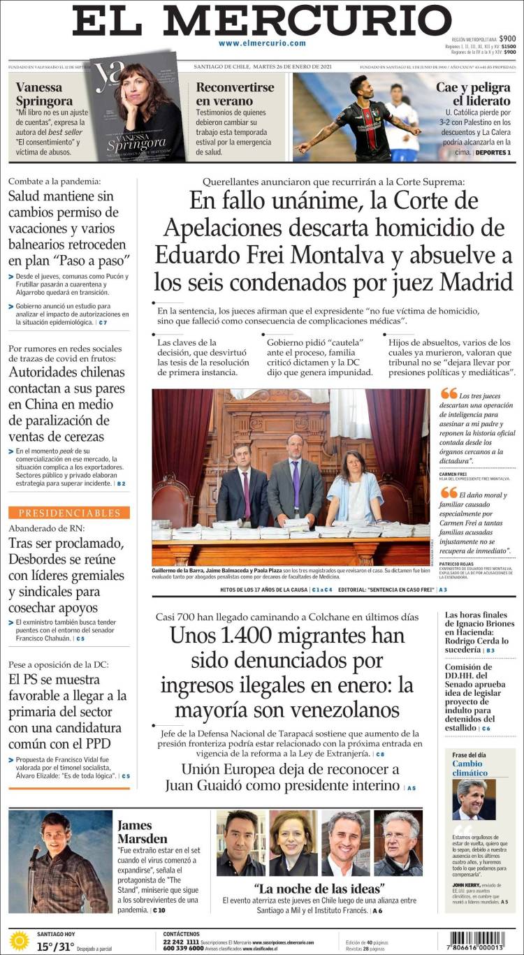 Portada de El Mercurio (Chile)